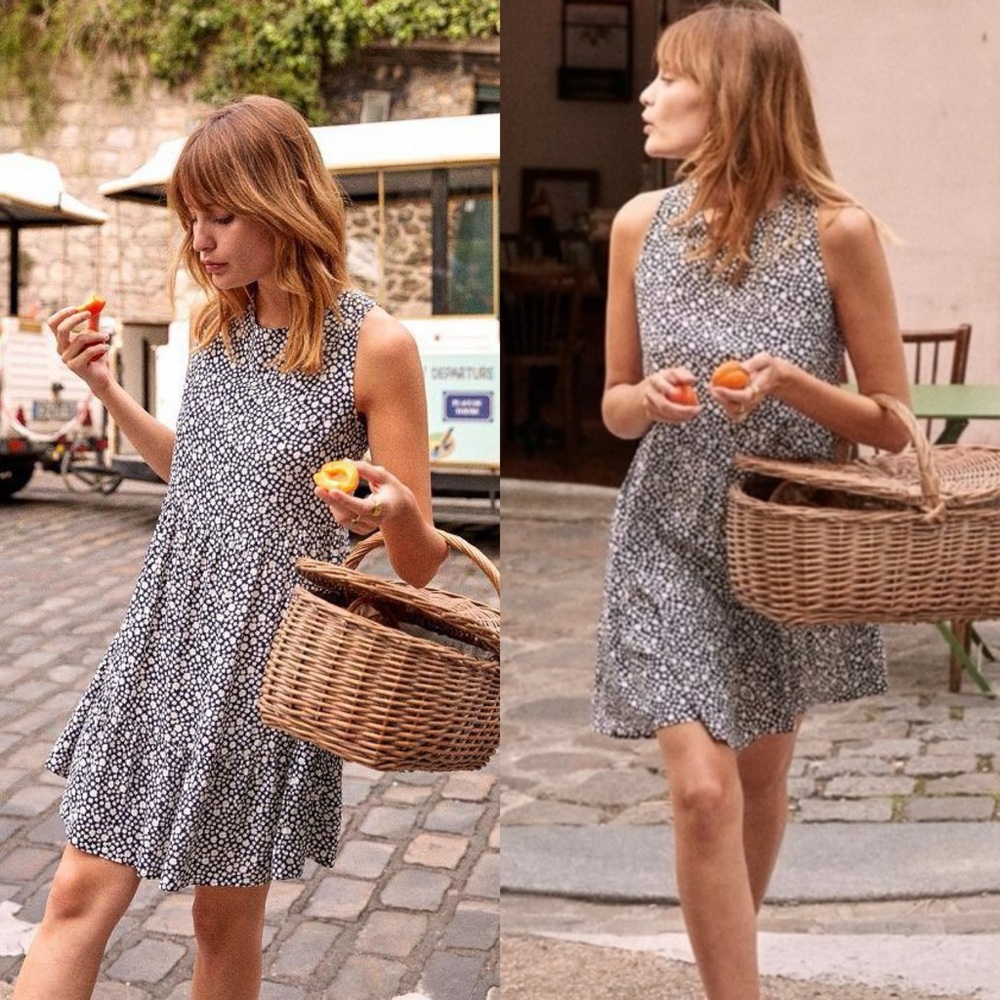 SEZANE Fifi Dress in Blue Daisy Size 34